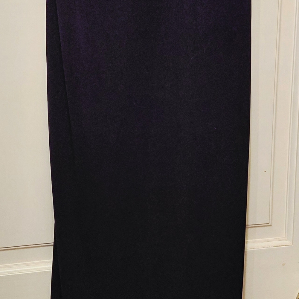 NWOT. LONG BLACK Strapless Nicole MILLER Chiffon Overlay Column Dress SZ M